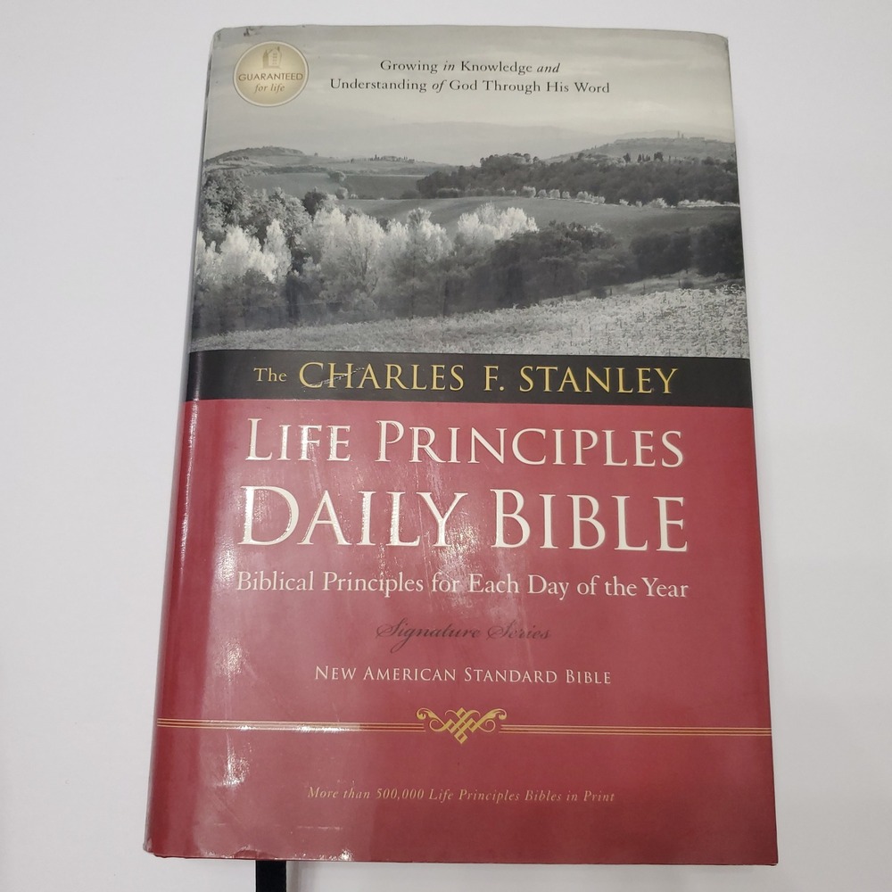 Life Principles Daily Bible NASB Signature Series Charles F. Stanley HC Book